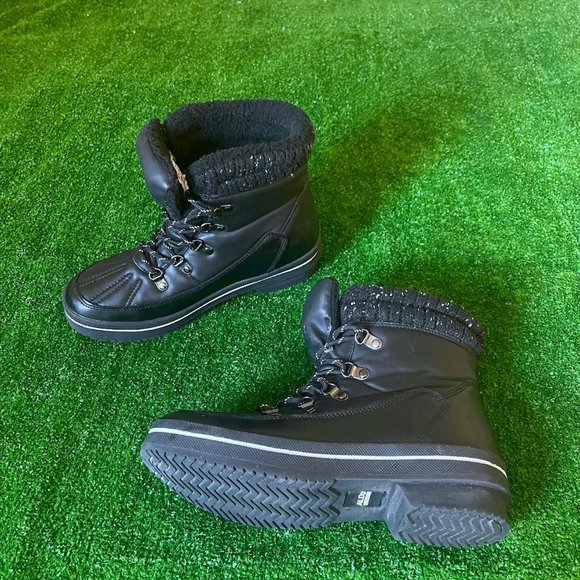 Aldo Women's Ethialia Leather Waterproof Cold Weather Black Snow Boots Size 8 - Picture 1 of 12